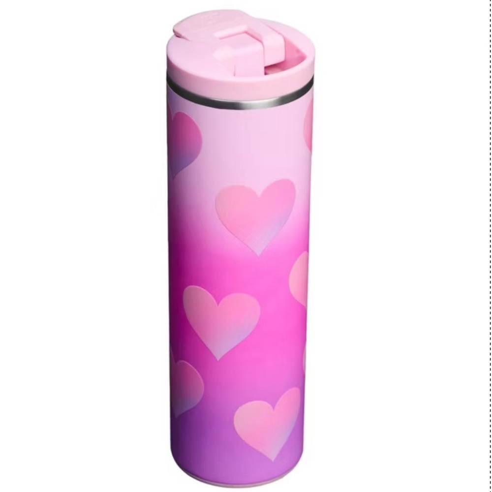 Stanley 16 oz Stainless Steel Aero Light Transit Bottle Powder Pink Heart - Picture 2 of 3